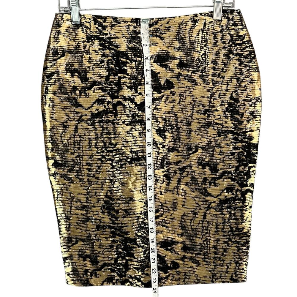 Escada‎ Pencil Skirt US 4 Black Gold Linen Silk Blend Brocade Abstract Glamour - Picture 8 of 16